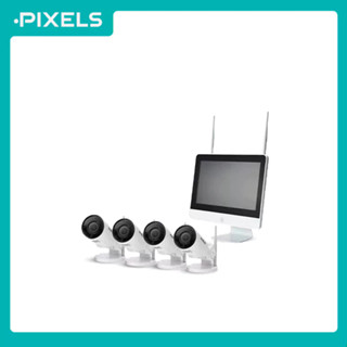 PIXELS ALL NEW PREMIUM MONITOR 4CH ชุดกล้องวงจรปิดไร้สาย หมุนได้ 180° 4 ตัว 3 ล้านพิกเซล มาพร้อมจอ