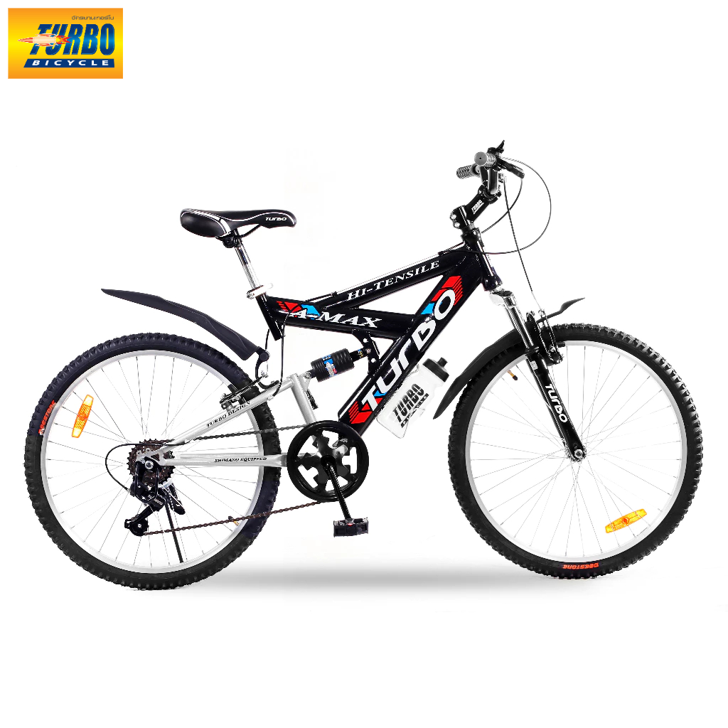 จักรยานเสือภูเขา MTB TURBO BICYCLE รุ่น 24" A-MAX SHIMANO 6 สปีด (จัดส่งเป็นกล่อง ประกอบแล้ว 85%)