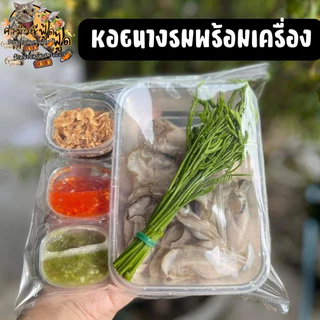 หอยนางรมทรงเครื่อง มาพร้อมเครื่องยำแถมให้ฟรี หอยกล่องล่ะ 150กรัม มี10-12ตัว หอยสดๆ คัดเน้นๆ ราคาถูก หอยเข้าใหม่ทุกวัน