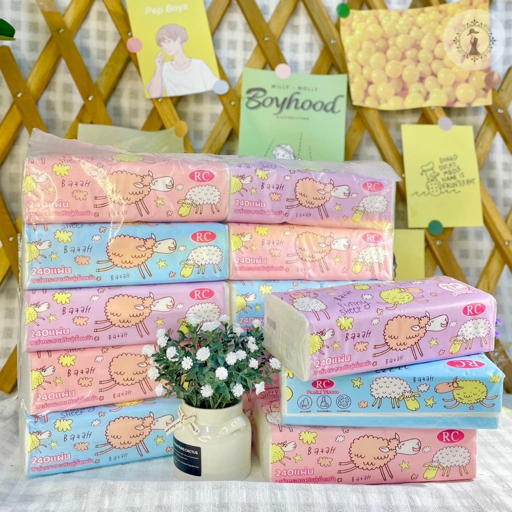 กระดาษทิชชู่รวมลายการ์ตูน ห่อใหญ่ 1 แพ็ค 10 ห่อ คละสี หนา 3 ชั้น ซึมซับดี ปั้มลายดอกไม้น่ารัก สินค้าพร้อมส่ง!!!