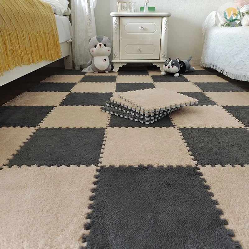 พรม พรมจิ๊กซอว์ แถมฟรีขอบปิด พรมปูพื้นห้อง แผ่นรองพื้น ขนาด30x30cm. DIY ผ้ากำมะหยี่