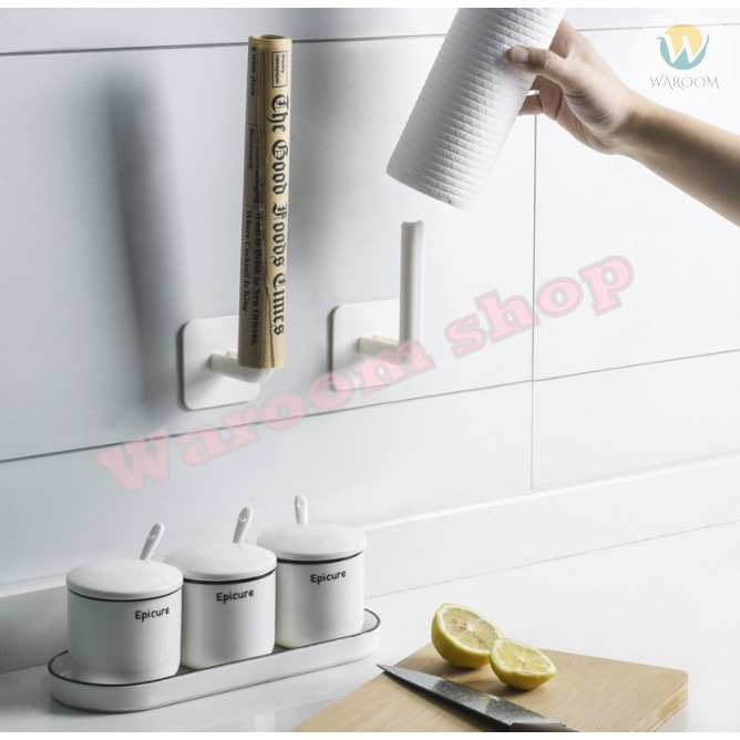 ที่แขวนทิชชู่สีขาว ที่เสียบทิชชู่ ที่แขวนฝาหม้อ ที่แขวนแก้ว ติดตั้งง่าย ราคาถูก