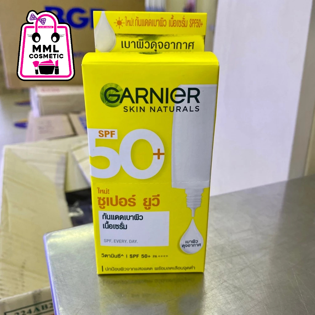Garnier การ์นิเย่ สกิน แนทเชอรัลส์ ซูเปอร์ ยูวี-อินวิซิเบิ้ล เซรั่ม ซันสกรีน 7.5มล.*6ซอง