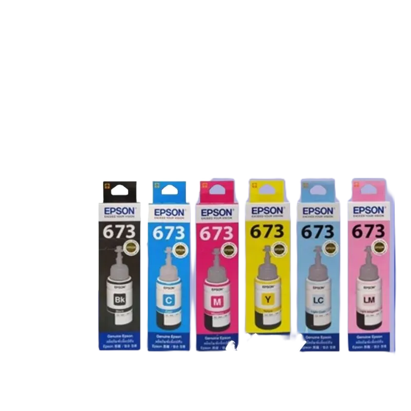 หมึกเติม EPSON 673  ของแท้ มี 6 สี  ใช้กับพริ้นเตอร์ EPSON รุ่น L800,L805,L810,L850,L1800