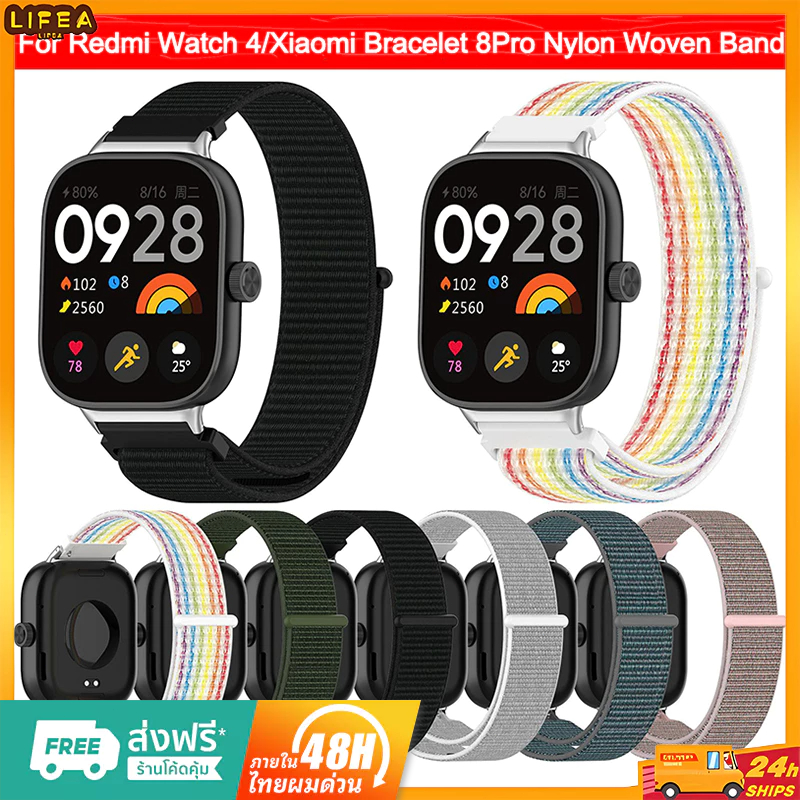 บังคับ Redmi Watch 4 สบายไนล่อนทอสาย Xiaomi Band 8 Pro / Xiaomi Mi Band 9 Pro Velcro สายคล้องคอง่ายต่อการสวมใส่