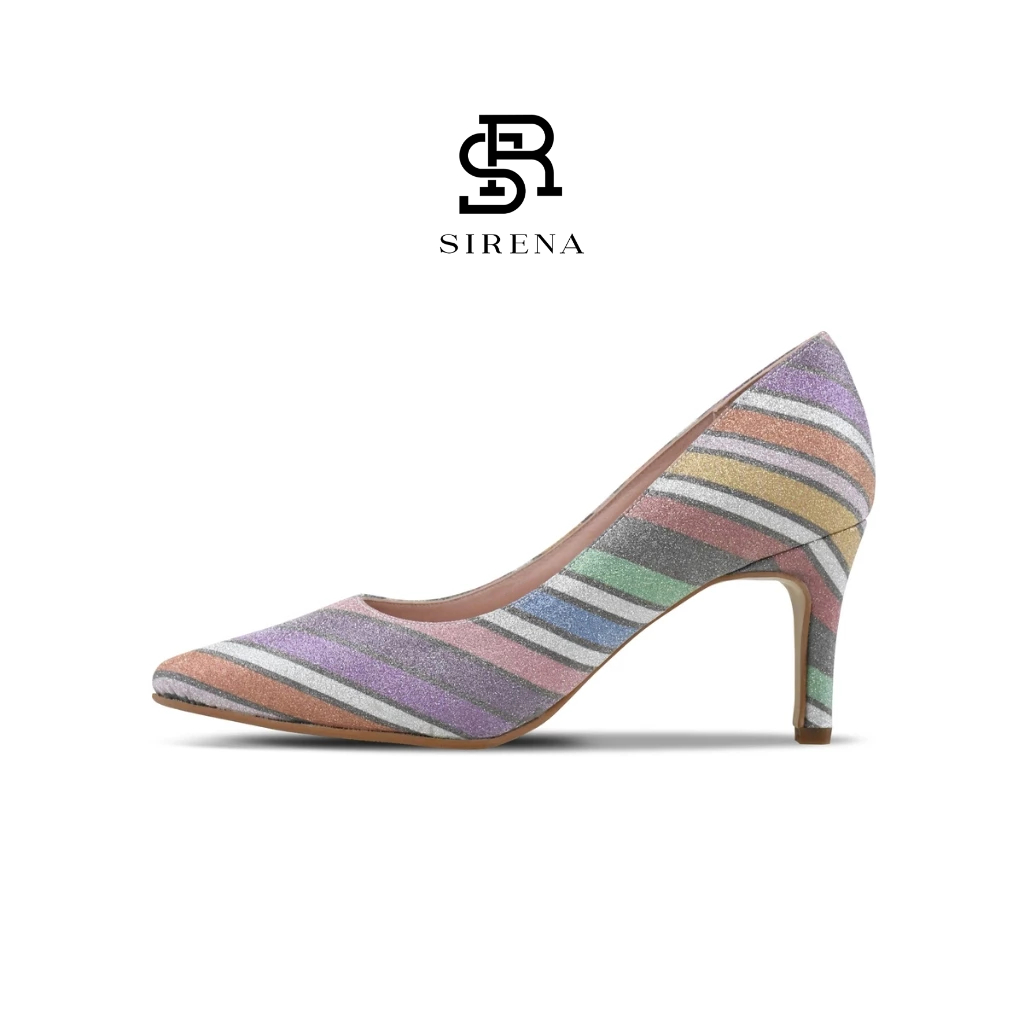 SIRENA รองเท้าหนังแท้ ส้น 3 นิ้ว รุ่น CINDERELLA สีเบจ | รองเท้าคัทชูผู้หญิง