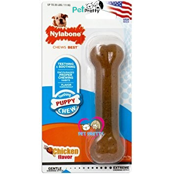 Nylabone Puppy ของเล่นสุนัข Bone Chew Regular-medium ผลิตภัณฑ์ที่เอาไว้ขัดฟัน (กระดูกน้ำตาล)