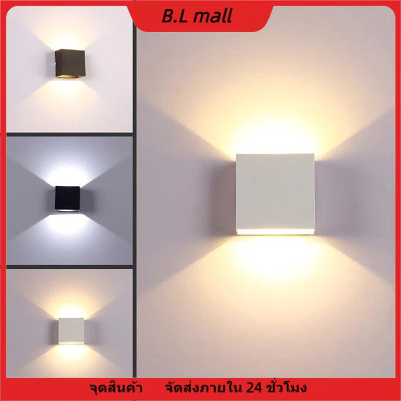 【การจัดส่งไทย】โคมไฟติดผนัง LED กันน้ำ 12W ไฟติดผนังภายนอก ในร่ม โคมไฟผนัง โคมไฟห้องนอนสำหรับห้องนั่งเล่น ไฟตกแต่ง
