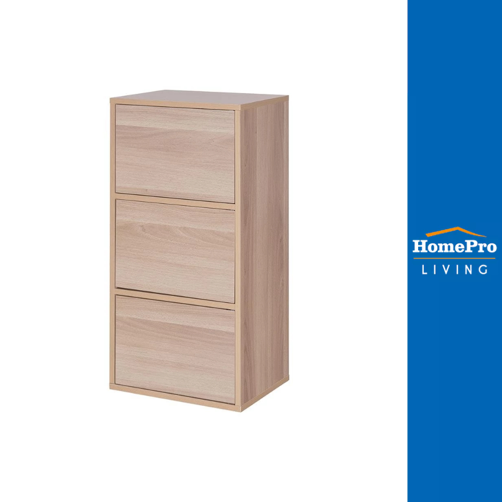 HomePro ตู้เก็บของ 3 ชั้น สีไวท์โอ๊ค ขนาด 40x80x30 ซม. แบรนด์ Furdini