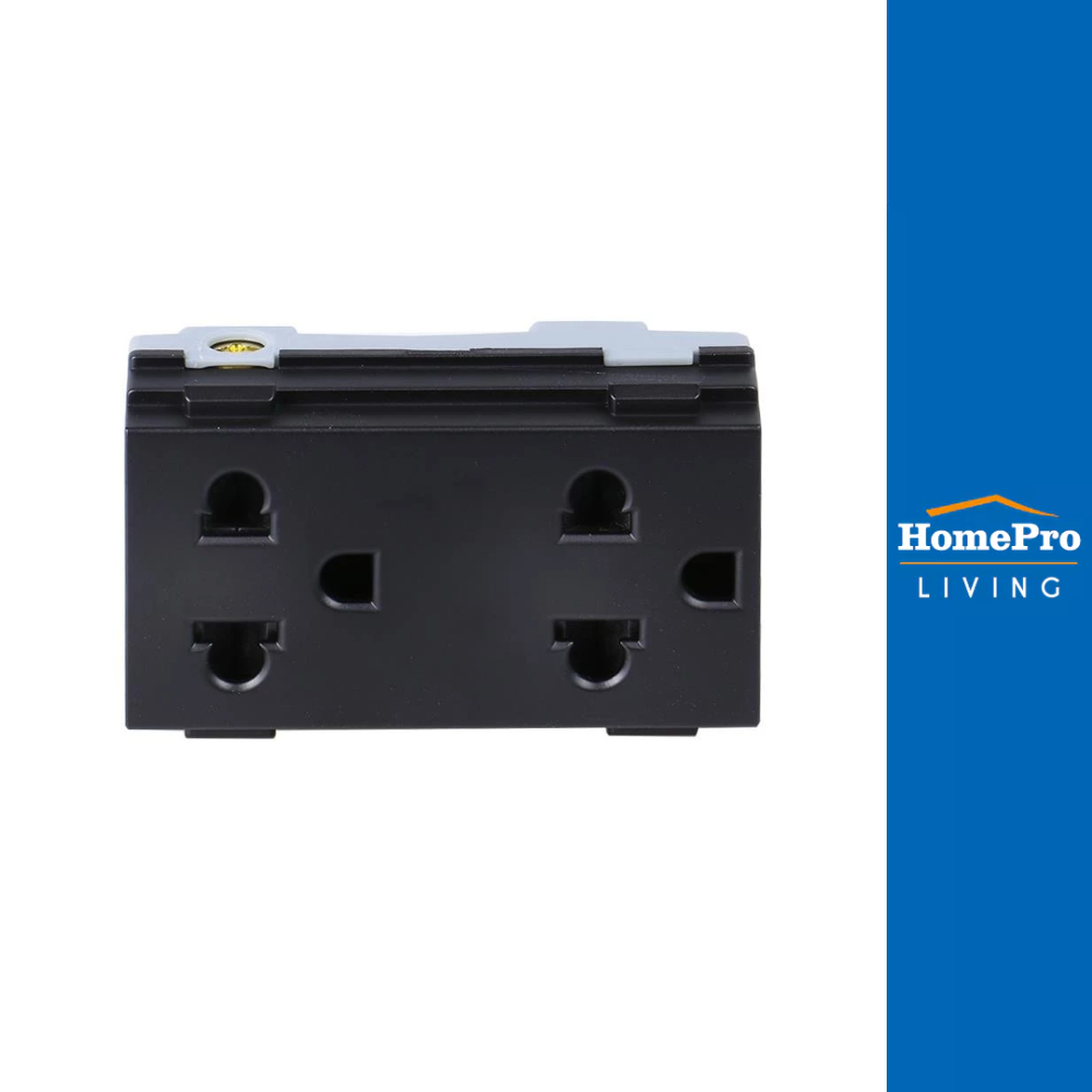 HACO เต้ารับคู่ 3 ขา มีม่านนิรภัย  TJ W8416V2-SBL