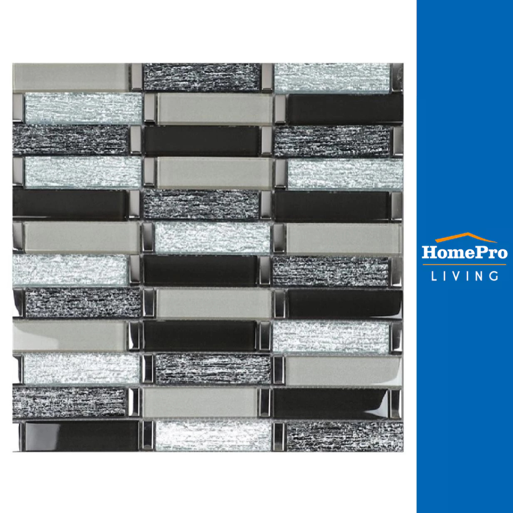 TARA โมเสคแก้ว 33.5x30 ซม. HPR-197 สีเทาเงิน จัดส่งโดย HomePro