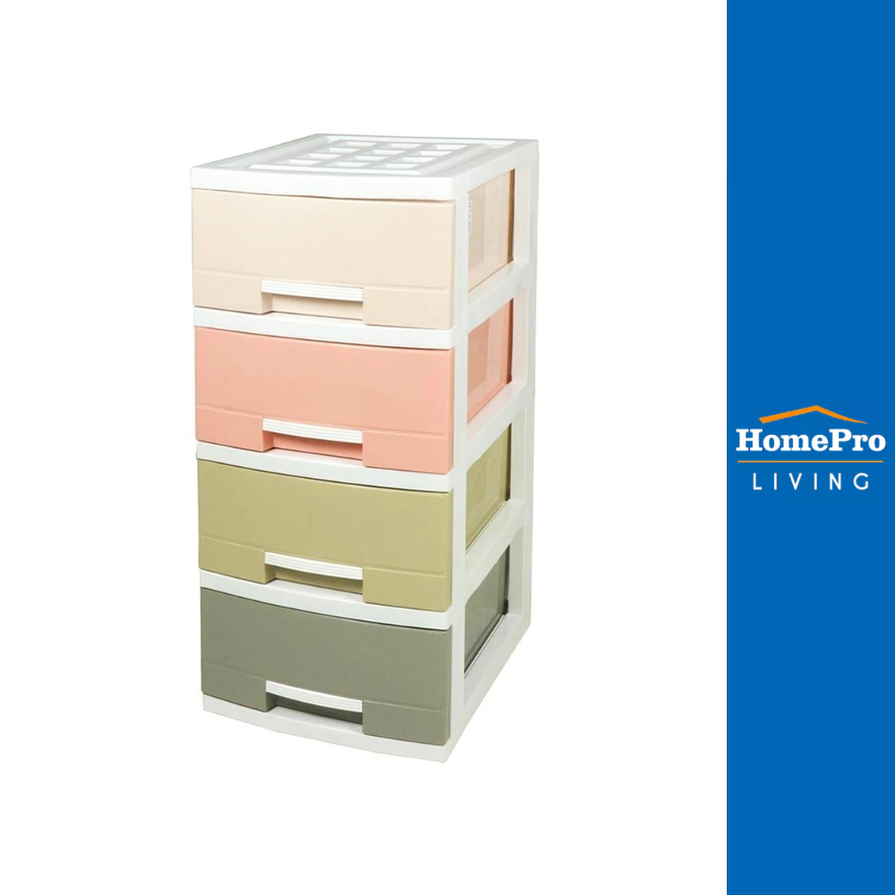HomePro ตู้ลิ้นชัก 4 ชั้น STACKO 1200M4 45x40x84 ซม. สีพาสเทล แบรนด์ STACKO