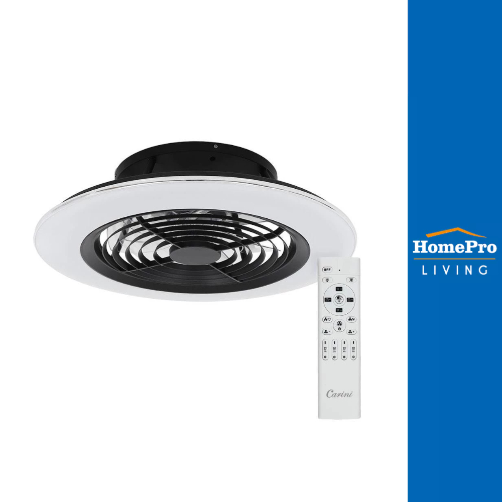 CARINI พัดลมไฟเพดาน LED TRY-NOVA105BK 60 วัตต์ COOLWHITE/DAYLIGHT/WARMWHITE สีดำ 25 นิ้ว จัดส่งโดย HomePro
