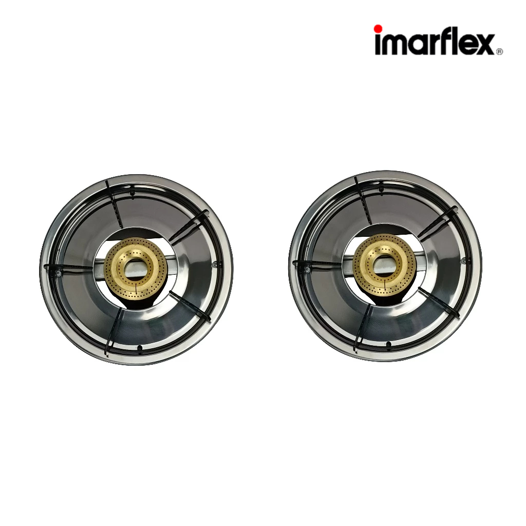 [สินค้าเกรดบี] Imarflex_Z_ เตาแก๊สหน้ากระจกหัวคู่ หัวทองเหลือง รุ่น IG-420(B)