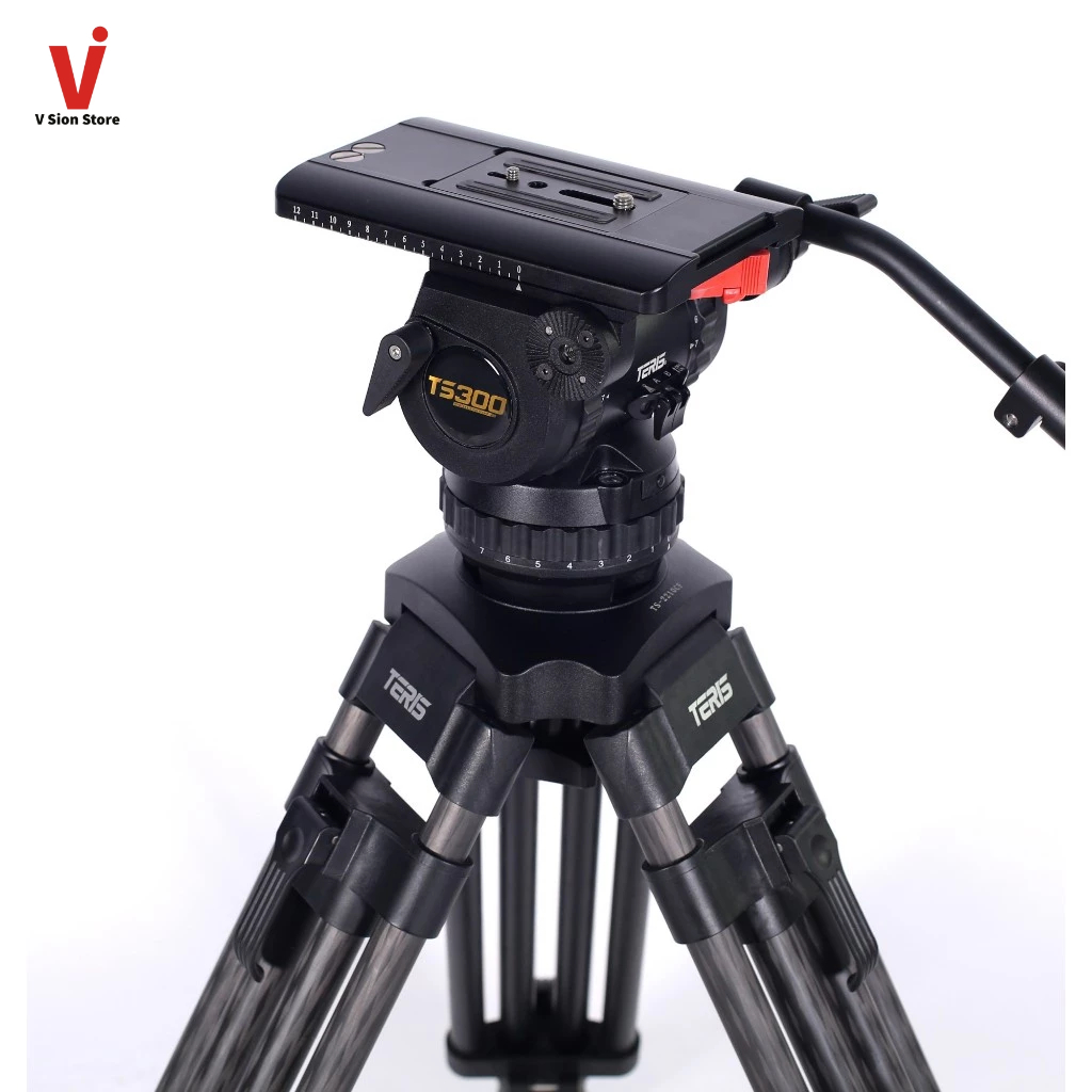 พร้อมส่ง TERIS TS300CF Fluid Head & Tripod Kit ชุดหัวและขาตั้งกล้องวิดีโอ