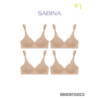 Sabina เสื้อชั้นใน (Set 4 ชิ้น) Invisible Wire (ไม่มีโครง) Seamless Fit รุ่น Perfect Bra รหัส SBXD97202C3 สีเนื้อแทน