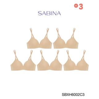 Sabina เสื้อชั้นใน (Set 5 ชิ้น) Invisible Wire (ไม่มีโครง) รุ่น Soft Doomm รหัส SBXH6002C3 สีเนื้อเข้ม