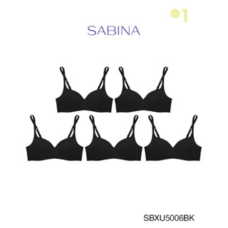 Sabina เสื้อชั้นใน (Set 5 ชิ้น)  Invisible Wire (ไม่มีโครง) รุ่น Pretty Perfect รหัส SBXU5006BK สีดำ