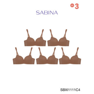 Sabina เสื้อชั้นใน (Set 5 ชิ้น) Invisible Wire (ไม่มีโครง) รุ่น Modern V รหัส SBXI1111C4 สีเนื้อแทน