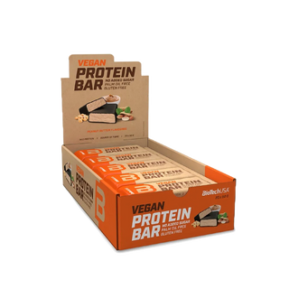 BioTechUSA Vegan Protein Bar Peanut Butter 50g/Bar (วีแกนโปรตีนบาร์-รสพีนัท บัตเตอร์ 50กรัม/แท่ง) ผสมไฟเบอร์ ขนมคลีน