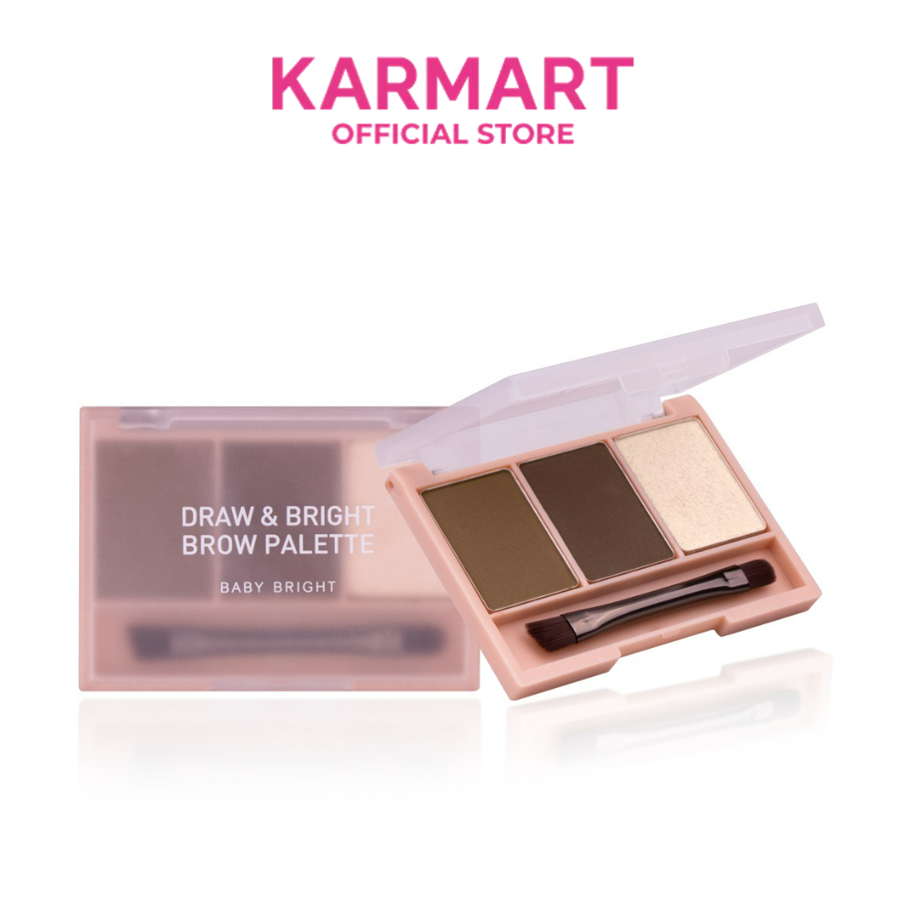 Baby Bright ดรอว์แอนด์ไบร์ทโบรว์พาเลท Draw & Bright Brow Palette (เครื่องสำอาง,ที่เขียนคิ้ว,ที่เขียนคิ้วแบบฝุ่น)