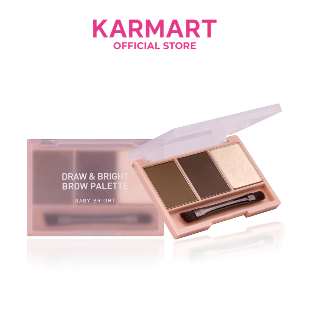 Baby Bright ดรอว์แอนด์ไบร์ทโบรว์พาเลท Draw & Bright Brow Palette (เครื่องสำอาง,ที่เขียนคิ้ว,ที่เขียนคิ้วแบบฝุ่น)
