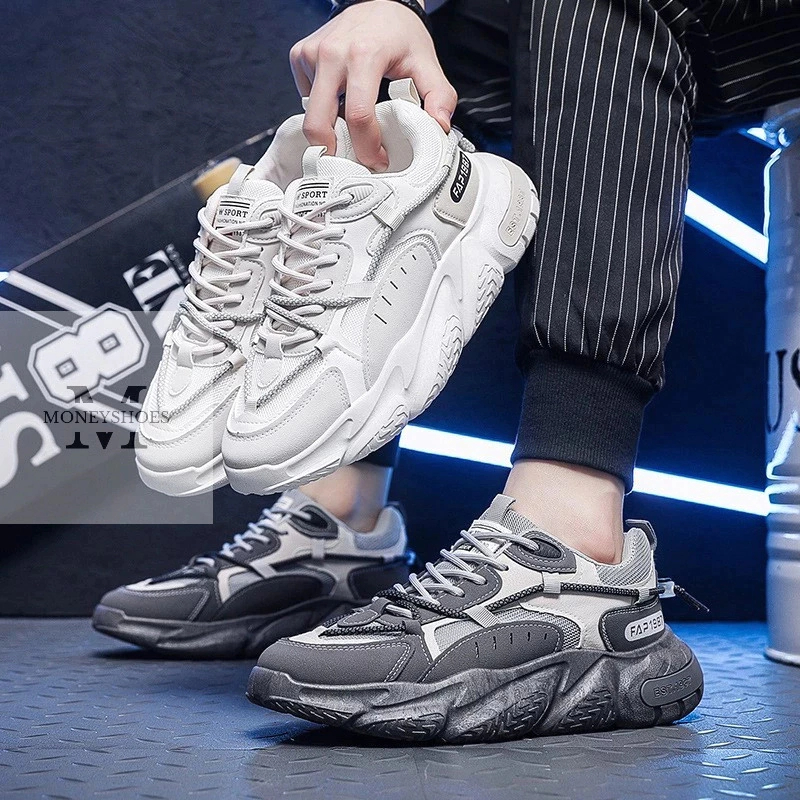 Moneyshoes Z1 รองเท้าผ้าใบผู้ชาย แฟชั่น สไตล์เกาหลี เสริมส้น 5 ซม.
