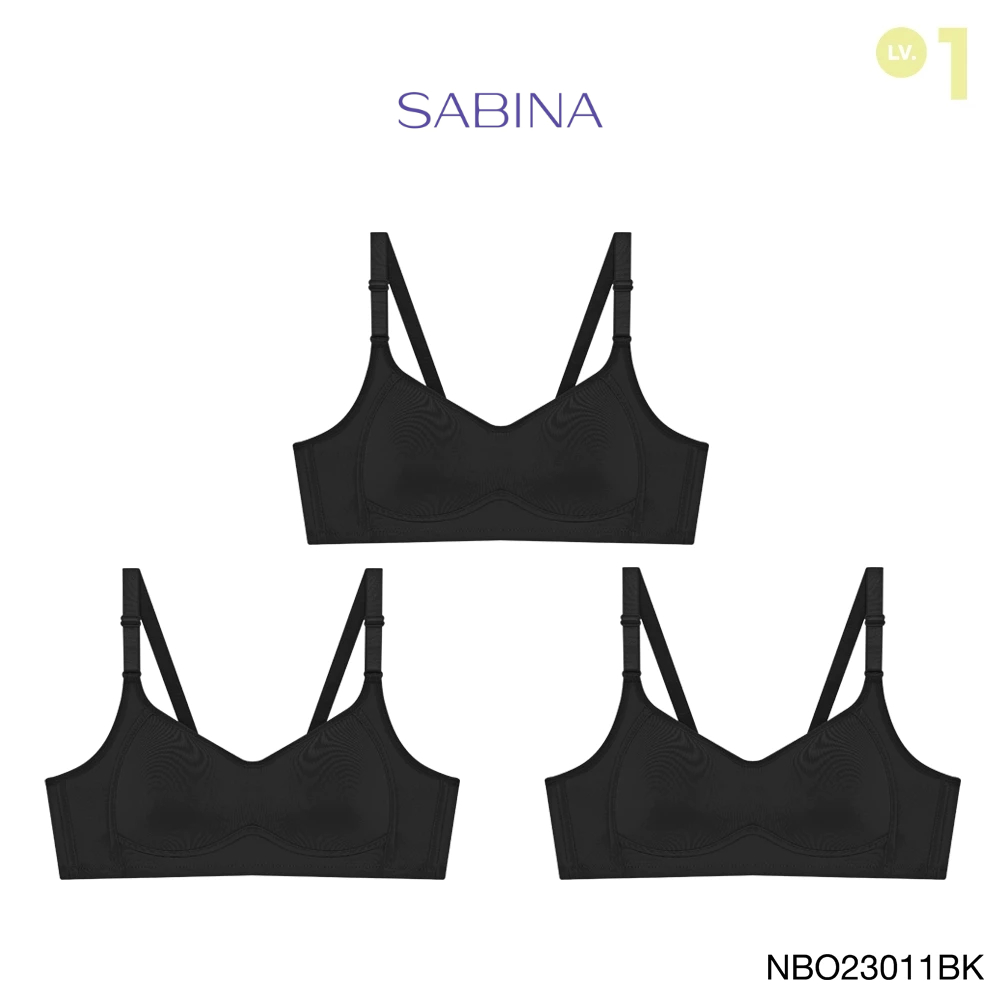 [Online Exclusive] Sabina เสื้อชั้นใน (Set 3 ชิ้น) Invisible Wire (ไม่มีโครง) รุ่น Function Bra รหัส NBO23011BK สีดำ