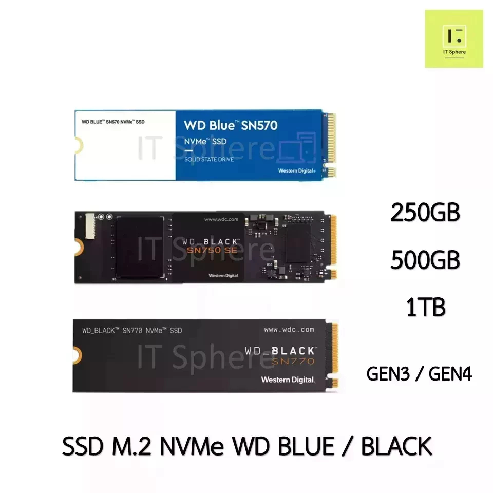 SSD M.2 WD BLACK / WD BLUE SN570 SN750SE SN770  NVMe (GEN4)  250GB // 500GB // 1TB