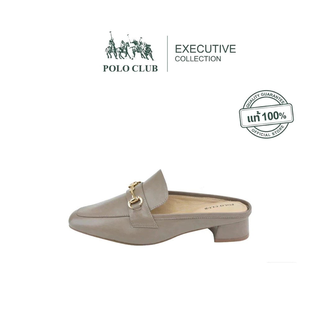 POLO CLUB รองเท้าคัทชู รุ่น P1958 สีโท้ป | รองเท้าเปิดส้นผู้หญิง สูง 1.5 นิ้ว