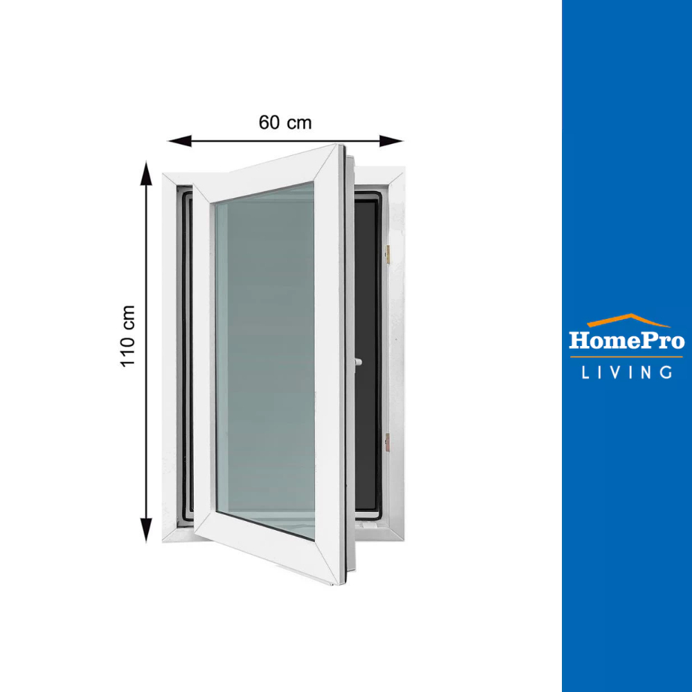 WINDOW ASIA หน้าต่างบานเปิด UPVC มุ้ง 60X110 ซม. สีขาว จัดส่งโดย HomePro