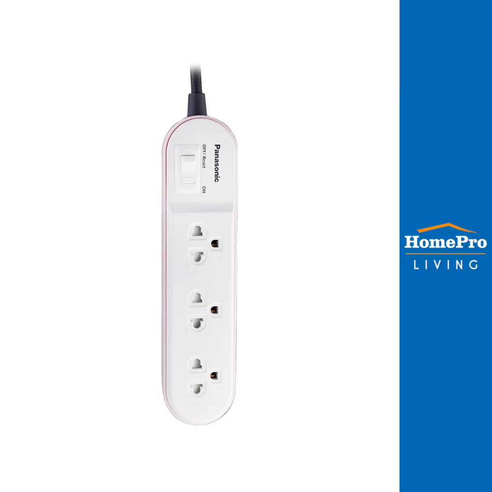 PANASONIC รางปลั๊กไฟ 3 ช่อง 1 สวิตซ์ WCHG24232N 2 ม. สีชมพู จัดส่งโดย HomePro