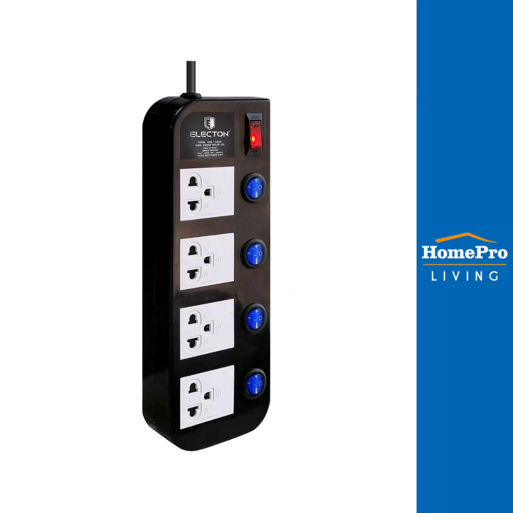 ELECTON รางปลั๊กไฟ 4ช่อง 5สวิตซ์ 16A EP-GS4553DC 3 ม. จัดส่งโดย HomePro