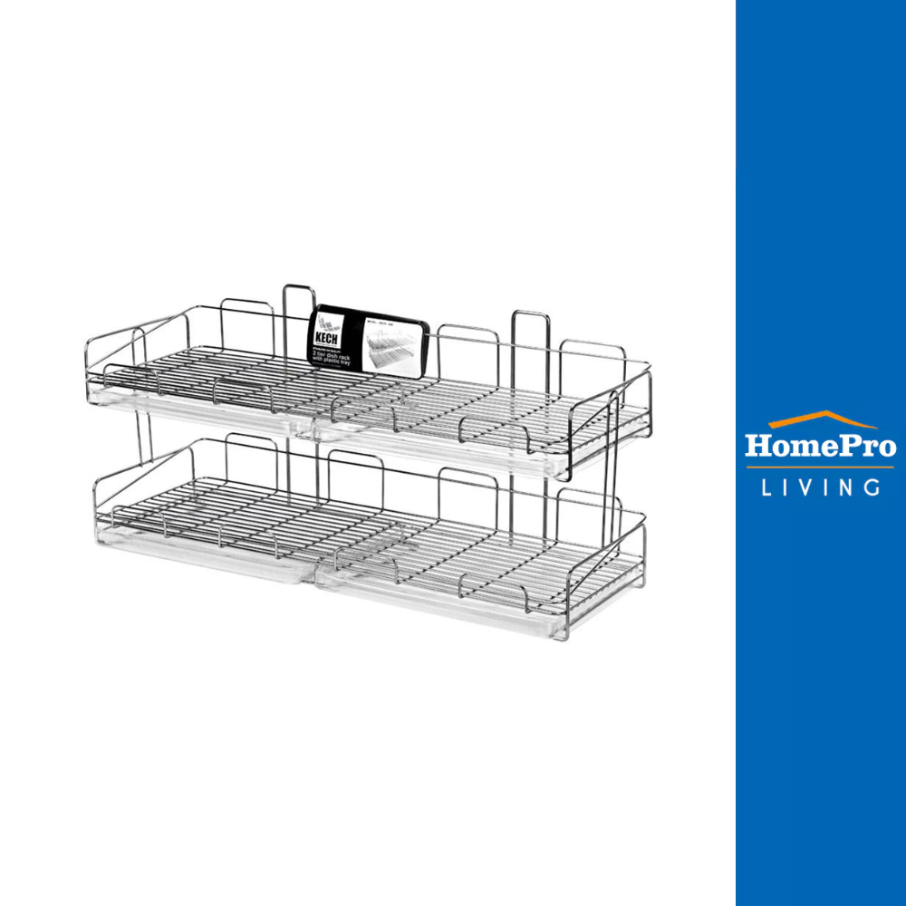HomePro ชั้นคว่ำจานติดผนังสเตนเลส 64cm 2ชั้น แบรนด์ KECH