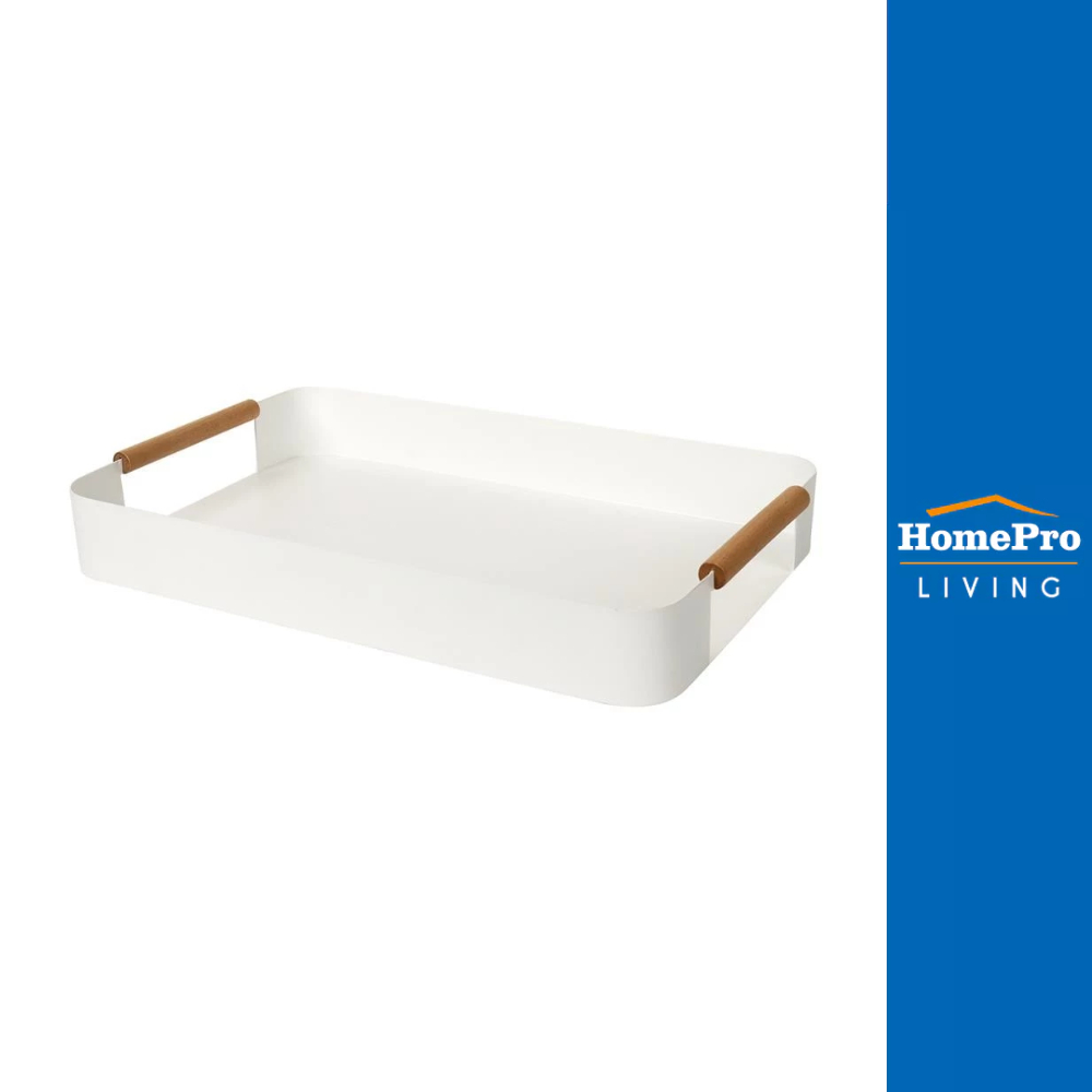 HomePro ถาด STEEL  WOOD HANDLE 38x25x5ซม. สีขาว แบรนด์ KECH