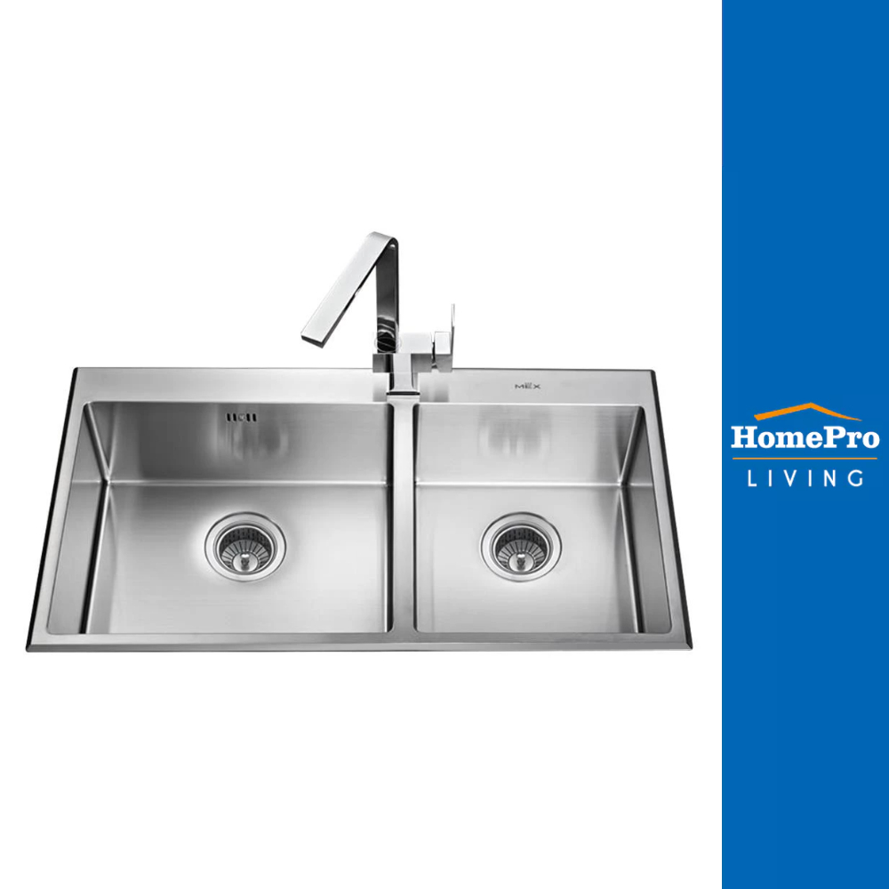 MEX ซิงค์ฝังสแควร์ 2หลุม SC872 สเตนเลส