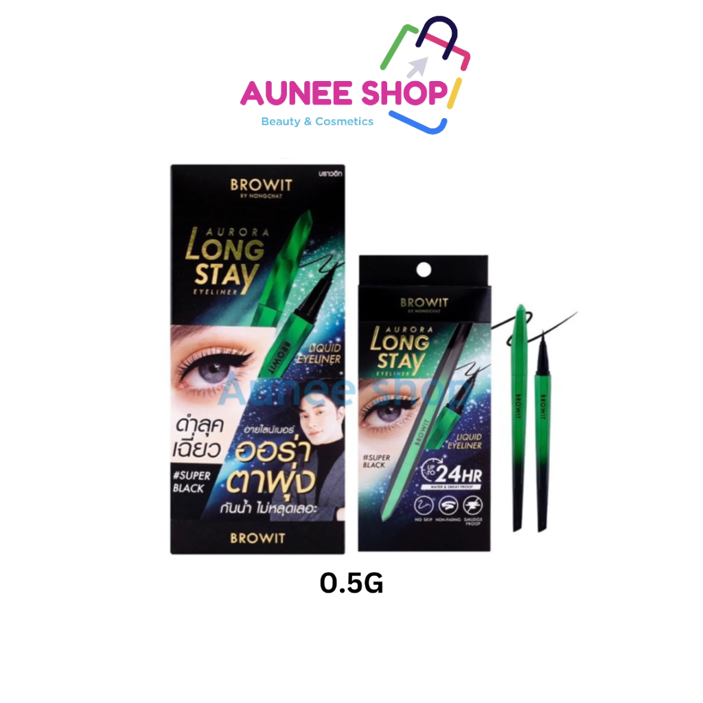 BROWIT ออโรร่าลองสเตย์อายไลน์เนอร์ 0.5G บราวอิท อายไลน์เนอร์หัวพู่กันคอนโทรลง่าย แท่งทรงเหลี่ยมจับ ติดทน กันน้ำกันเหงื่อ