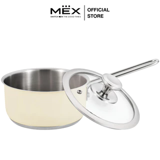 MEX รุ่น CSS167CR ชุดหม้อสเตนเลสพร้อมฝาแก้ว ขนาด 16 ซม. สีครีม (ใช้ได้กับเตาทุกประเภท)