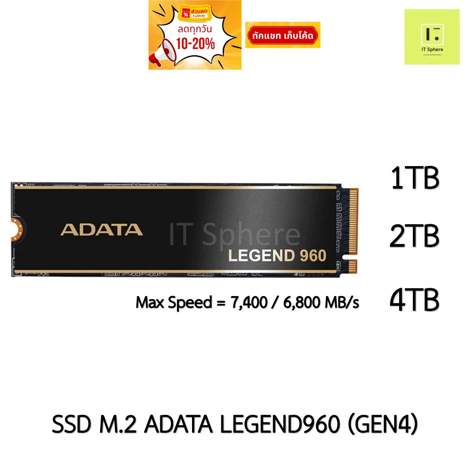 GEN4 ADATA LEGEND960 M2 NVMe 1TB 2TB 4TB SSD M.2 LEGEND 960 เอสเอสดี เอ็มดอททู เจน4 gen 4