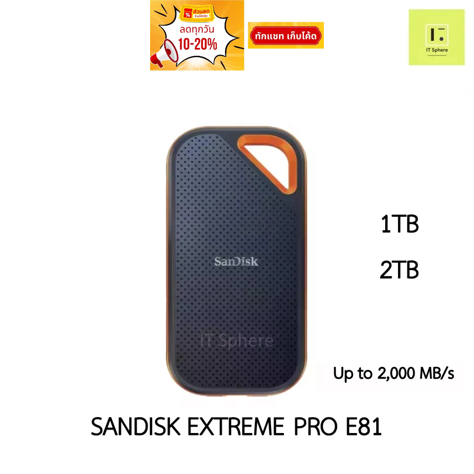 [ศูนย์ไทย ประกัน 5 ปี] SanDisk Extreme PRO Portable SSD E81 ฮาร์ดดิสก์พกพา harddisk พกพา SSD พกพาUSB