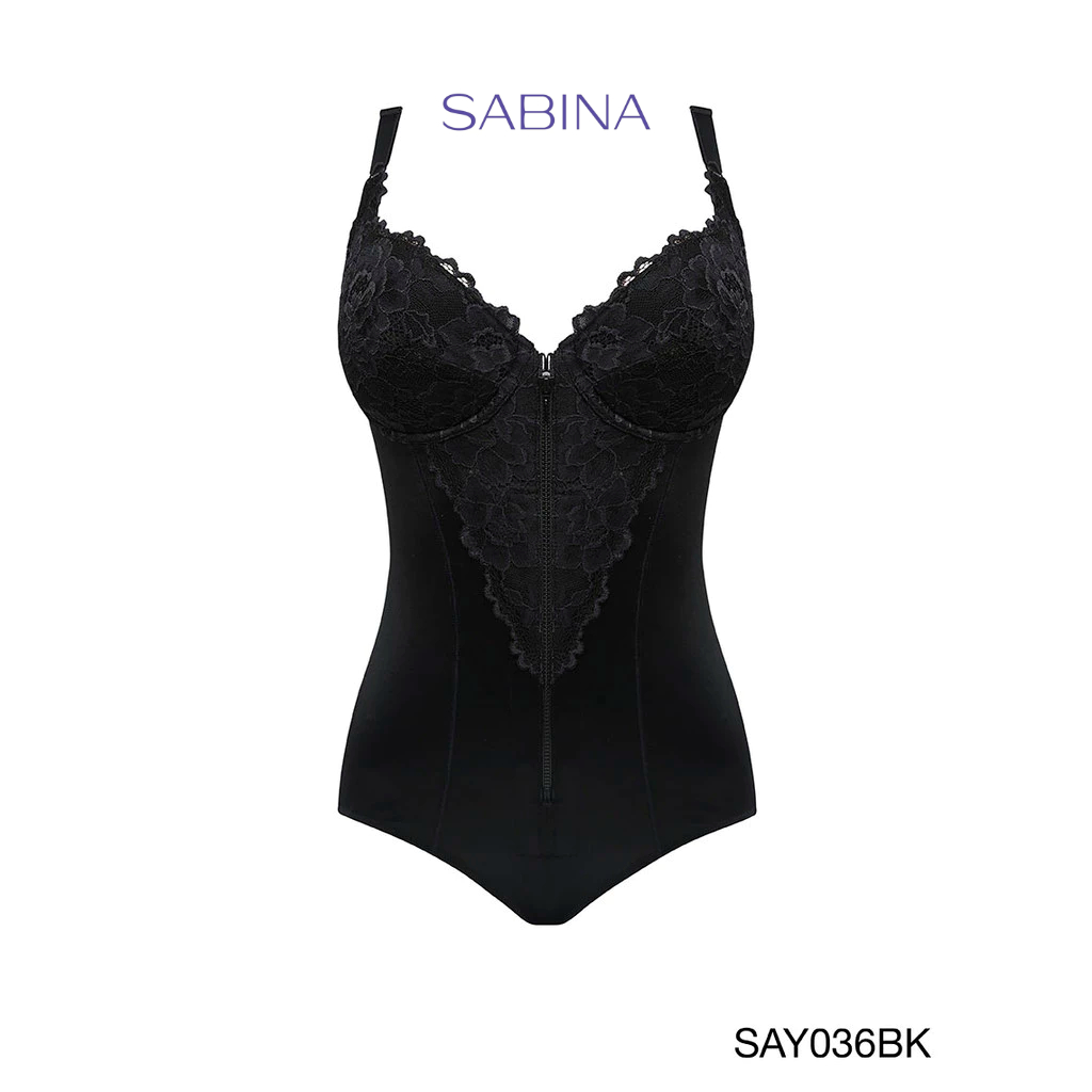 Sabina บอดี้สูทกระชับสัดส่วน มีโครง Strong Support รหัส SAY036BK - สีดำ