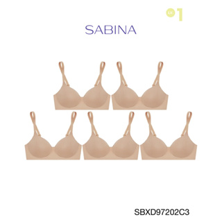 Sabina เสื้อชั้นใน (Set 5 ชิ้น) Invisible Wire (ไม่มีโครง) Seamless Fit รุ่น Perfect Bra รหัส SBXD97202C3 สีเนื้อแทน