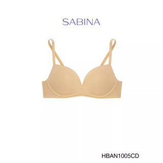 Sabina เสื้อชั้นใน Habpy Push Invisible Wire (ไม่มีโครง) ฟองน้ำดันทรงหนาพิเศษ รหัส HBAN1005CD สีเนื้อเข้ม