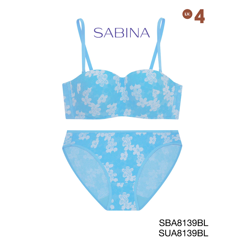 Sabina เสื้อชั้นใน มีโครง Body Bra The Series (เกาะอก) รุ่น Doomm Doomm รหัส SBA8139BL+SUA8139BL สีฟ