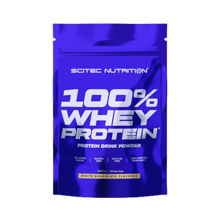 SCITEC NUTRITION 100% Whey Protein White Chocolate 1000g (เวย์โปรตีนสูตรเพิ่มกล้ามเนื้อ)