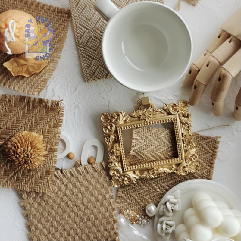 <8 Pattern>ผ้าป่าน 10*10ซม. พร็อบถ่ายรูป ของตกแต่งฉาก แนววินเทจ สายธรรมชาติ พร็อบผ้ากระสอบ พร็อบผ้า ผ้าฝ้าย