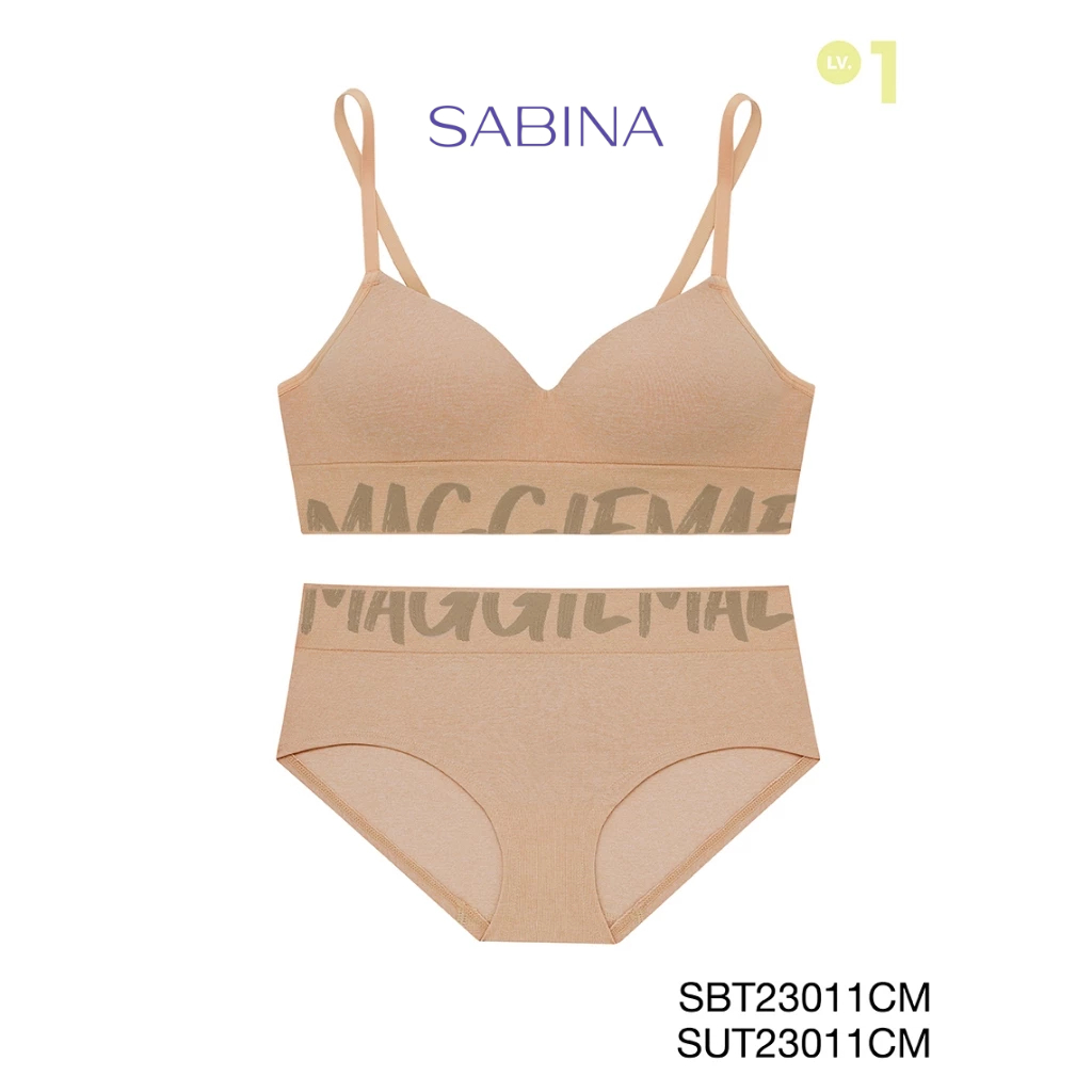 Sabina เซตชุดชั้นใน Maggie Mae Soft and Cozy เสื้อชั้นใน ไร้โครง รหัส SBT23011CM+SUT23011CM สีน้ำตาล