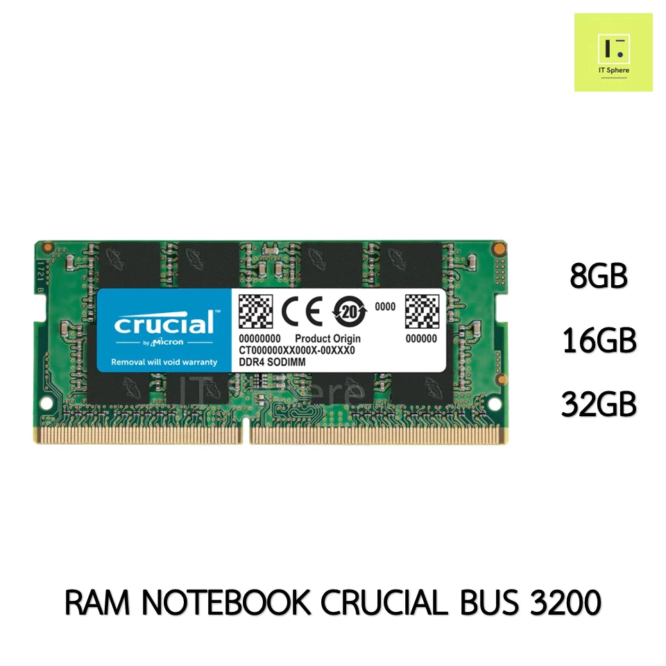 RAM NOTEBOOK 8GB 16GB 32GB BUS3200 DDR4 Crucial รับประกันตลอดอายุการใช้งาน (RAM NOTEBOOK แรมโน๊ตบุ๊ค DDR4)