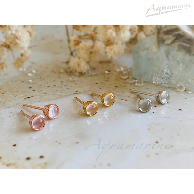 ต่างหูสตั๊ดพลอยมูนสโตน 4 mm.(Cat’s eye moonstone)