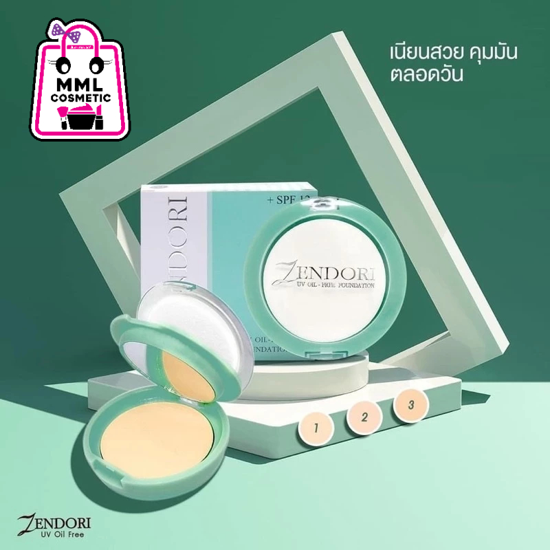 Zendori แป้งเซนโดริ ยูวี ออยล์-ฟรี ฟาวน์เดชั่น SPF12 10ก. เบอร์01/02